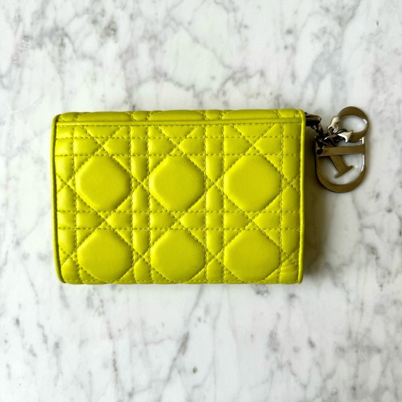 Christian Dior Cannage Wallet Leather Purse Yellow - Picture 3 of 11